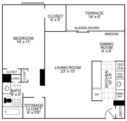 1 Bedroom Terrace