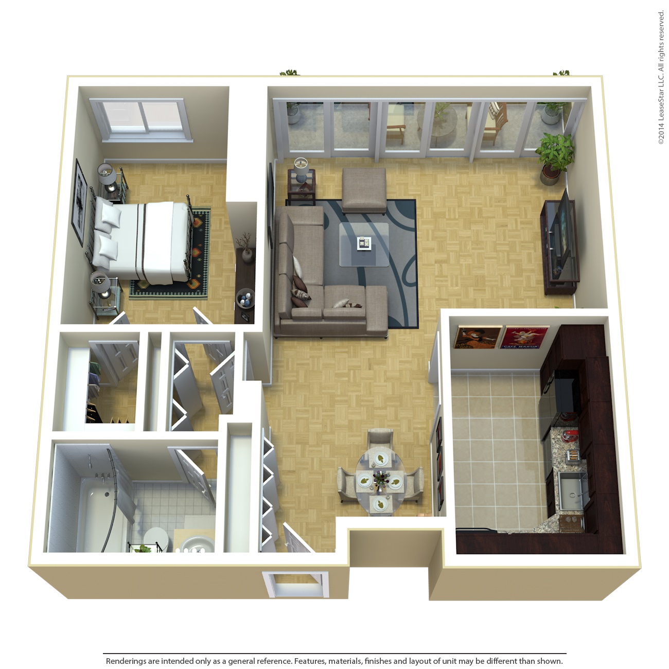 Medium 1 Bedroom 843-923 sq ft
