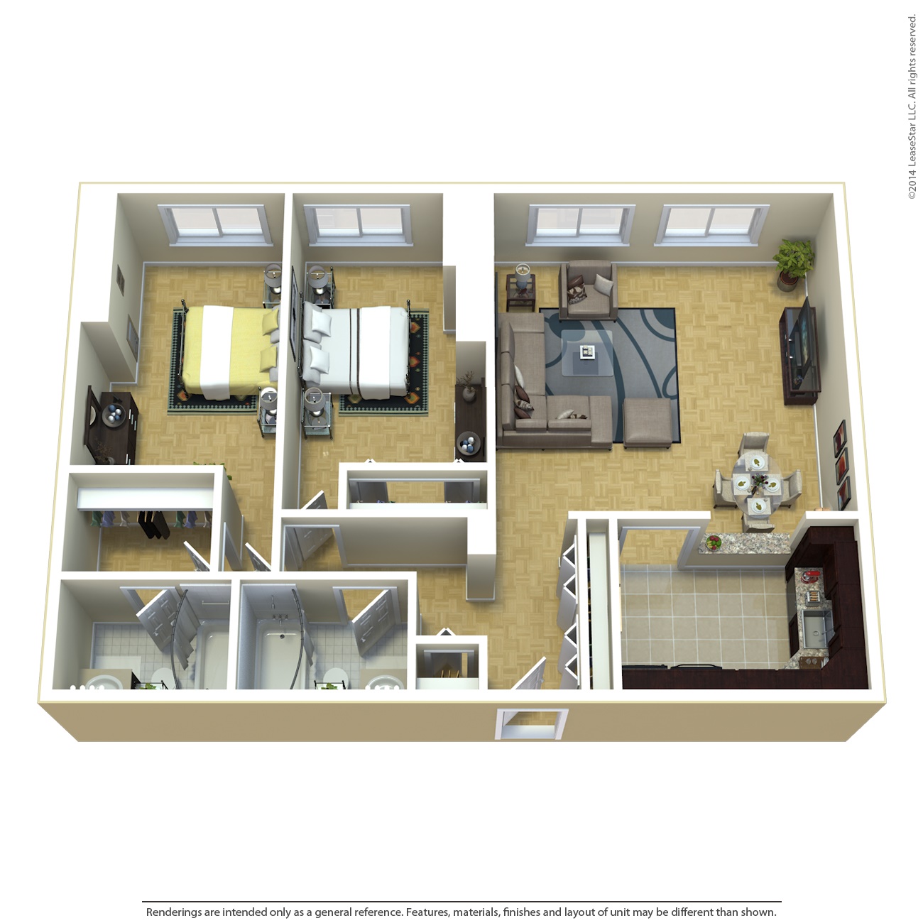 2 Bedroom 1278 sq ft