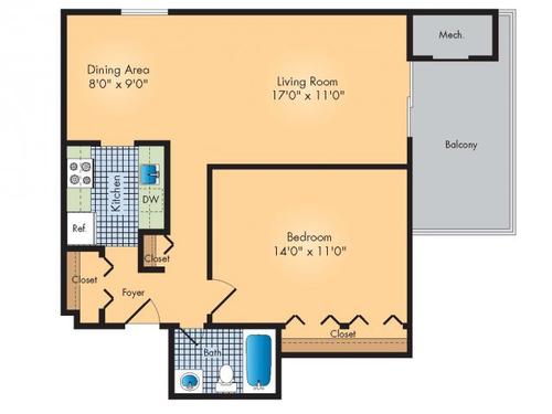 1 Bed 1 Bath 759sf