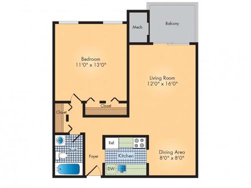 1 Bed Renovated 728sf