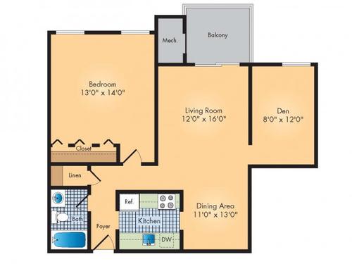 1 Bed w/Den Renovated