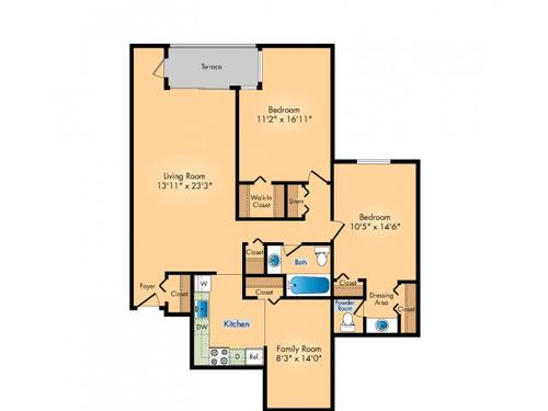 2 Bed 1.5 Bath