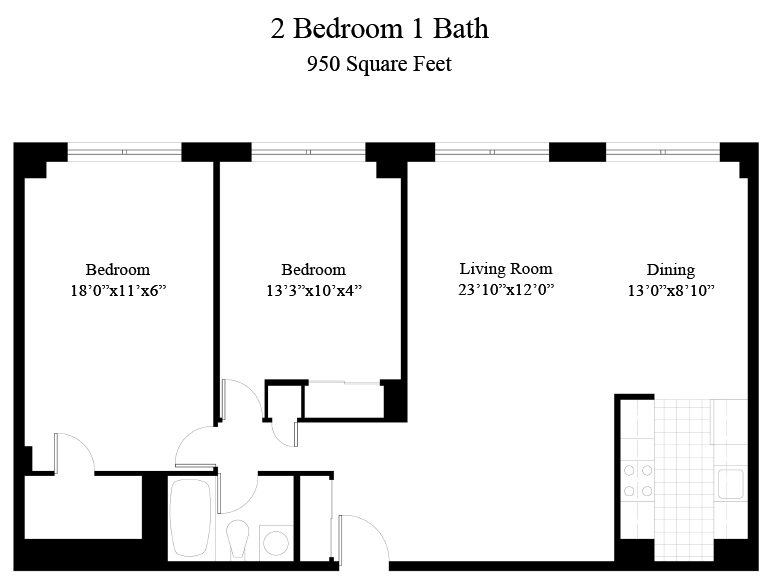 Two Bedroom One Bath