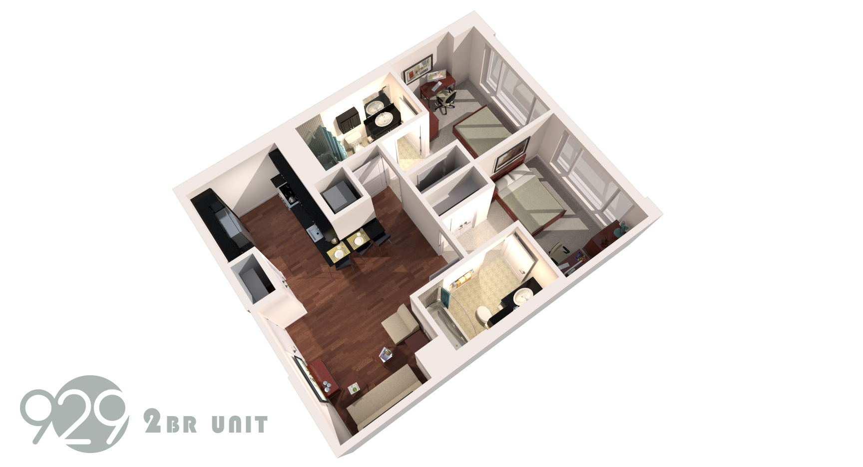 Two Bedroom, Two Bathroom Apartment