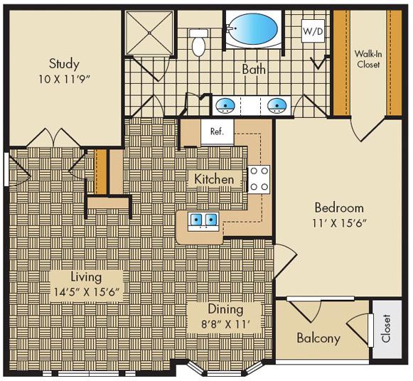 1 Bedroom w Study