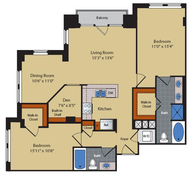 2 Bedroom w/ Den
