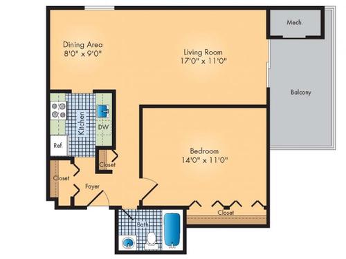 1 Bed Renovated 759sf