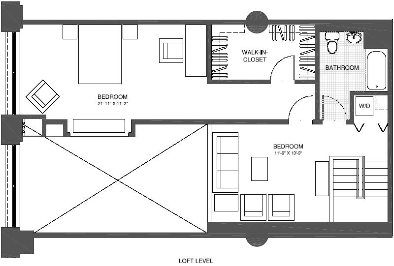 2 Bedroom Bi-level Den penthouse Loft